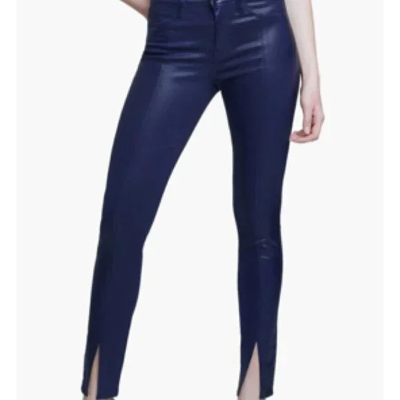 L'AGENCE Jyothi High Waist Split Ankle Skinny Jeans Midnight Blue 24 - Picture 3 of 13